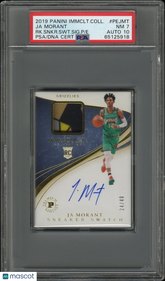 JA MORANT 2019 IMMACULATE ROOKIE SNEAKER LOGO SWATCH AUTO /40 PSA 7/10 AUTOGRAPH