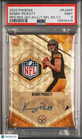 KENNY PICKETT 2022 PHOENIX GOLD VINYL NFL SHIELD PATCH AUTO ROOKIE #1/1 PSA 9 10