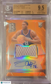 JOEL EMBIID 2014 SPECTRA ROOKIE PATCH AUTO #/25 AUTO ORANGE PRIZM BGS 9.5/10