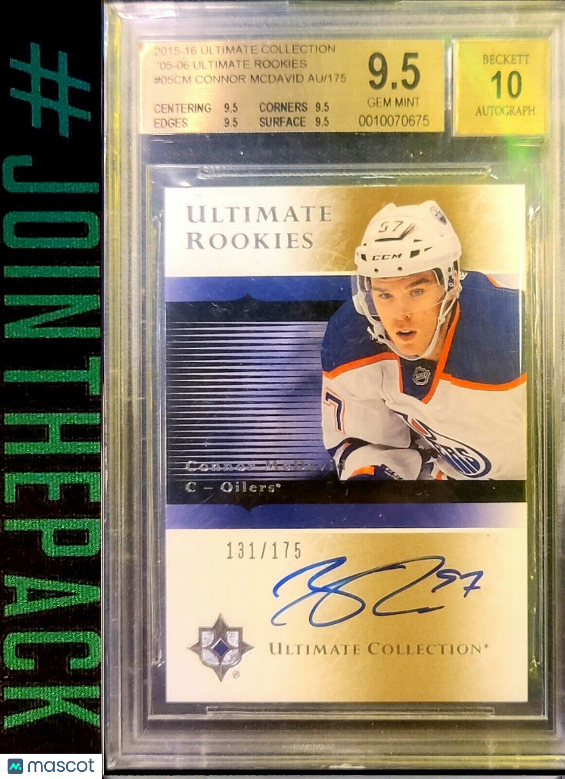 CONNOR MCDAVID 2015 UD ULTIMATE COLLECTION ROOKIE AUTO RC BGS 9.5 /175 TRUE GEM