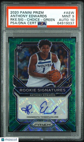 ANTHONY EDWARDS 2020 PANINI PRIZM #5/8 1/1 JSY# GREEN ROOKIE PSA 9/10 AUTO🔥