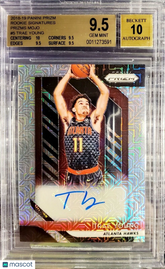 TRAE YOUNG 2018 PRIZM MOJO ROOKIE AUTO #11/25 1/1 JERSEY NUMBER BGS 9.5/10 GEM