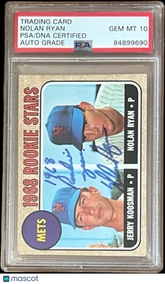 1968 Topps 177 Mets Rookies Jerry Koosman/Nolan Ryan Inscription '68 ROY PSA 10