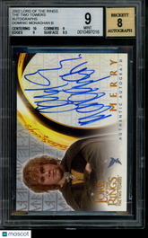 2002 Lord of the Rings Two Towers Autograph Dominic Monaghan Merry BGS 9 Auto