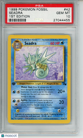 1999 Pokémon Fossil Seadra 1st Edition 42/62 PSA 10 Gem Mint