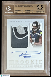 2012 National Treasures Russell Wilson #325 Rookie Auto Logo Patch BGS 9.5
