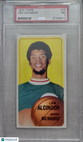 1970 Topps Basketball Lew Alcindor #75 PSA 7 NM Milwaukee Bucks