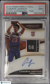 2019 Immaculate Cameron Johnson #111 Tag Patch Auto Rookie #5/5 PSA 9