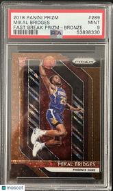 2018 Panini Prizm Fast Break Mikal Bridges #289 PSA 9 SP Rookie RC #5/20 Bronze