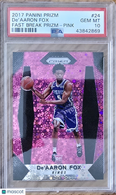 2017 Panini Prizm De'aaron Fox #24 Rookie Fast Break Pink #45/50 PSA 10