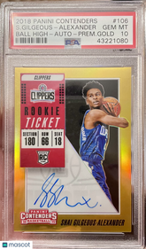 2018 Contenders Shai Gilgeous-Alexander #106 PSA 10 Premium Rookie Auto Gold /10