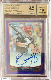 2012 Bowman Chrome Rookie Auto Purple Refractor Bryce Harper RC #/10 BGS 9.5/10