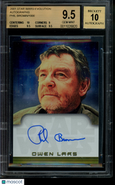 2001 Star Wars Evolution Autograph Phil Brown Owen Lars /1000 BGS 9.5/10 Auto