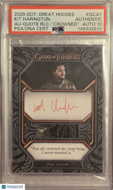 2025 Rittenhouse Game Of Thrones Autograph Kit Harington Red Ink PSA Auto 10