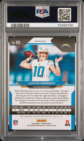 2020 Panini Prizm Justin Herbert #325 Green Scope Auto Rookie #/75 PSA 10