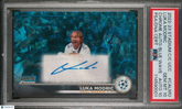 2022 Topps Stadium Club Chrome UEFA Autograph Luka Modric Blue Wave Auto PSA 10