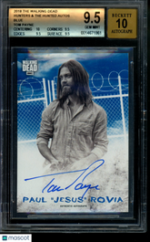 2018 The Walking Dead H&H Autograph Tom Payne Jesus Blue Auto 06/50 BGS 9.5/10