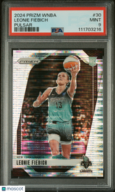 ‘24 Panini Prizm WNBA Leonie Fiebich #30 Pulsar PSA 9 Rookie RC New York Liberty
