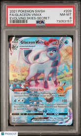 2021 Pokemon Sword & Shield Evolving Skies Glaceon VMAX #209 Fa -Secret PSA 8