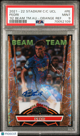 2021 Stadium Club Chrome UEFA Beam Team Auto Pedri Orange Refractor 25/25 PSA 9