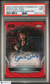 2024 Topps Star Wars Hyperspace Autograph Benicio Del Toro Red Refractor PSA 9