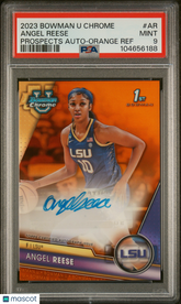 2023 Bowman U Chrome Rookie Auto Angel Reese #1/25 Orange Ref PSA 9 Sky WNBA
