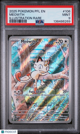 2025 Pokemon EN-Phantasmal Flames Meowth Full Art Illustration Rare PSA 9 #106