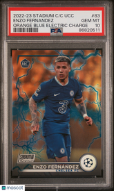 2022 Stadium Club Chrome UEFA Rookie Auto Enzo Fernandez Orange Ref #/10 PSA 10