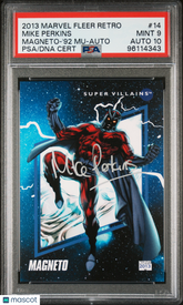 2013 Fleer Retro 92 Marvel Universe Magneto Mike Perkins Autograph PSA 9/10 Auto