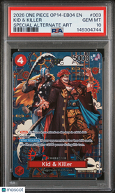 2026 One Piece Op14 Azure Sea's Seven Kid & Killer Special Alt Art PSA 10 #003