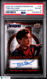 2020 Upper Deck Avengers Spiderman Autograph Tom Holland #TH Auto PSA 6