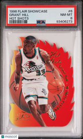 1996-97 Flair Showcase Hot Shots Grant Hill #6 Die-Cut Insert PSA 8 Pistons