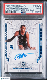 2023 Topps Royalty Pursuit Greatness Victor Wembanyama Rookie Blue 25 PSA 9 Auto