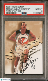 1999 Hoops WNBA Autographics Teresa Weatherspoon Action Auto PSA 8 NY Liberty