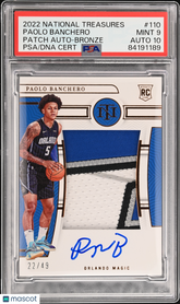 2022 National Treasures Paolo Banchero #110 PSA 9 Rookie Auto Patch #/49 Mint