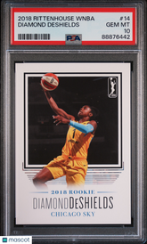 2018 Rittenhouse WNBA Diamond Deshields #14 Rookie RC Sp/500 PSA 10 Sky