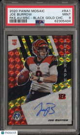 2020 Panini Mosaic Rookie Auto Mosaic Joe Burrow Black Gold Prizm #/8 PSA 9