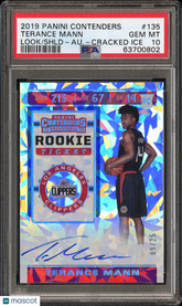 2019 Contenders Terance Mann #135 Rookie Cracked Ice #/25 Auto PSA 10 RC