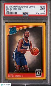 2018 Panini Donruss Optic Mikal Bridges #200 Gold Prizm #/10 Rookie PSA 9 Knicks