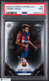 2023-24 Topps Chrome UEFA Club Competitions Lamine Yamal #64 Mint Rookie PSA 9