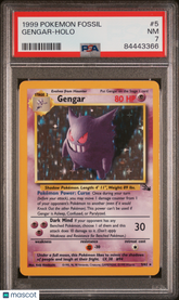 1999 Pokemon Fossil Gengar #5 Holo PSA 7 NM