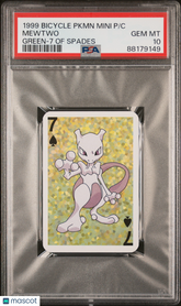 1999 Bicycle Pokemon Mini Playing Cards Green Deck Mewtwo Spades PSA 10 Gem