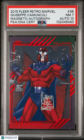 2015 Fleer Retro Marvel Magneto #36 Camuncoli Signatures Artist PSA 7/ 10 Auto