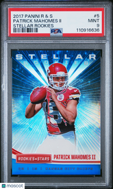 2017 Panini Rookies & Stars Stellar Rookie Patrick Mahomes Silver Prizm PSA 9