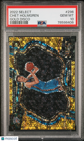 2022 Select Chet Holmgren #296 Courtside Rookie Gold Prizm 7/10 Jersey # PSA 10