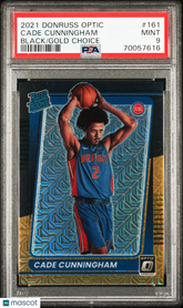 2021 Donruss Optic Cade Cunningham #161 Black Gold Prizm Choice Rookie #/8 PSA 9