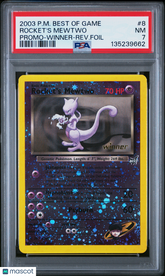 2003 Pokemon Best Of Game Promo Rocket's Mewtwo Winner-Reverse Foil PSA 7 Swirl
