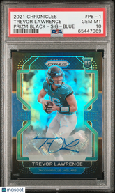 2021 Chronicles Prizm Black Trevor Lawrence Rookie Blue #/25 PSA 10 Auto Pop 2