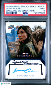 2024 UD Marvel Studios S2 Cinematic Signatures Gemma Chan #SSGC PSA 9 Eternals