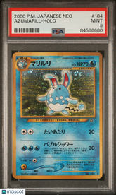 2000 Pokemon Japanese Neo Azumarill Holo Japanese Holo Twirl Mint PSA 9 #184